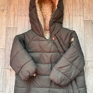 Kids Hooded Puffer Jacket - Gray, 3-6 month